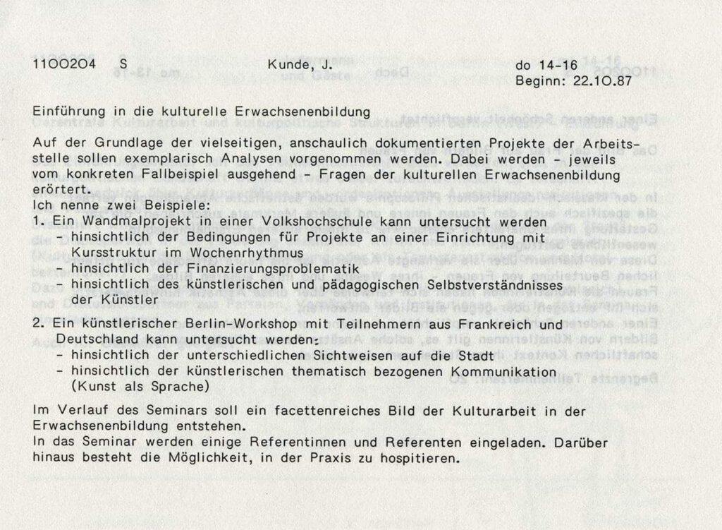 SoSe 83 Kulturarbeit Der Berliner Volkshochschulen Image 1
